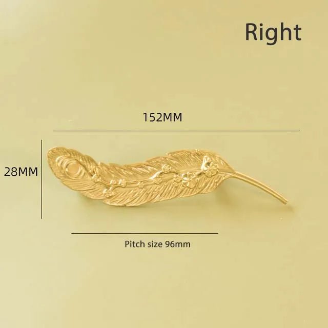 Luxury Feather Brass Knobs – Gold Pull Handles for Cabinets and Furniture