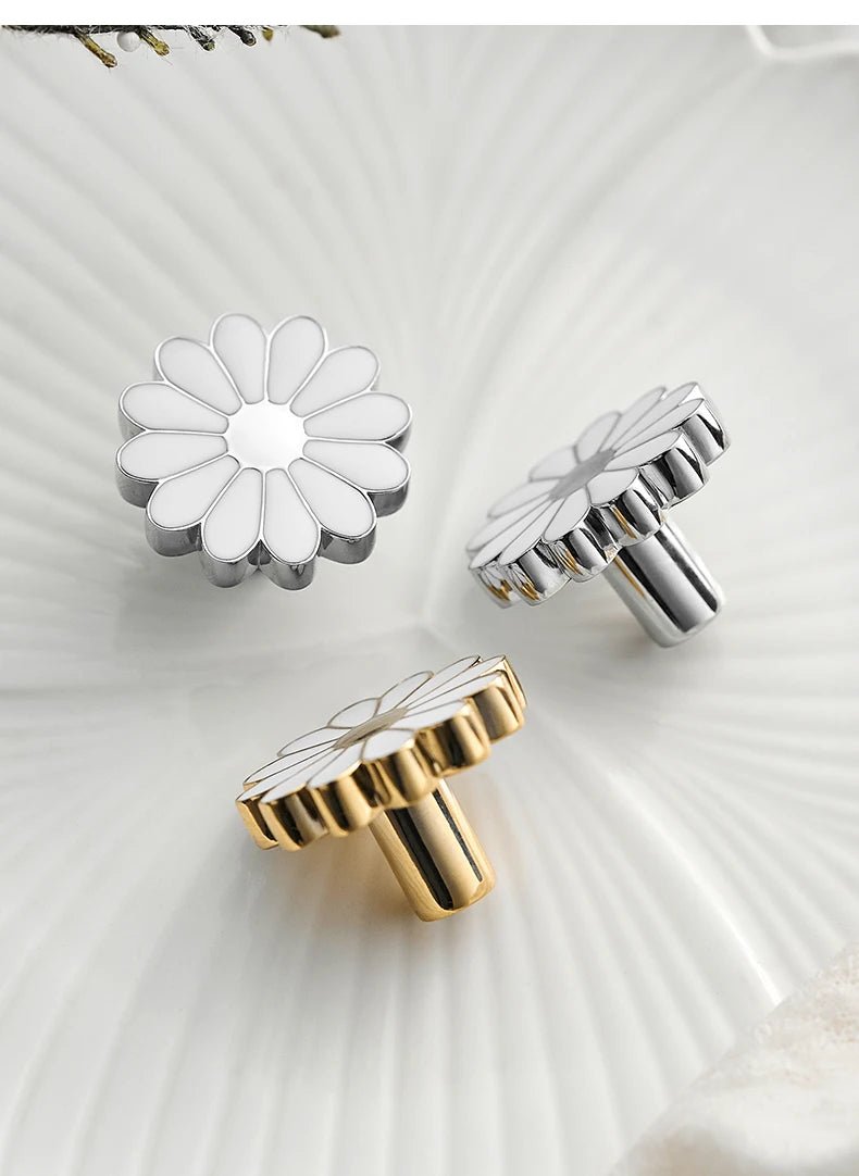 Brass Drawer Handle - Flower Style Knob