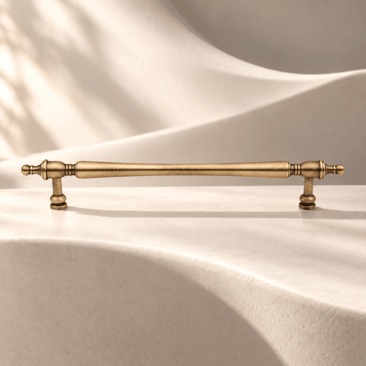 French-style antique finish cabinet pull, 160 mm CTC — warm ivory sculptural stone studio