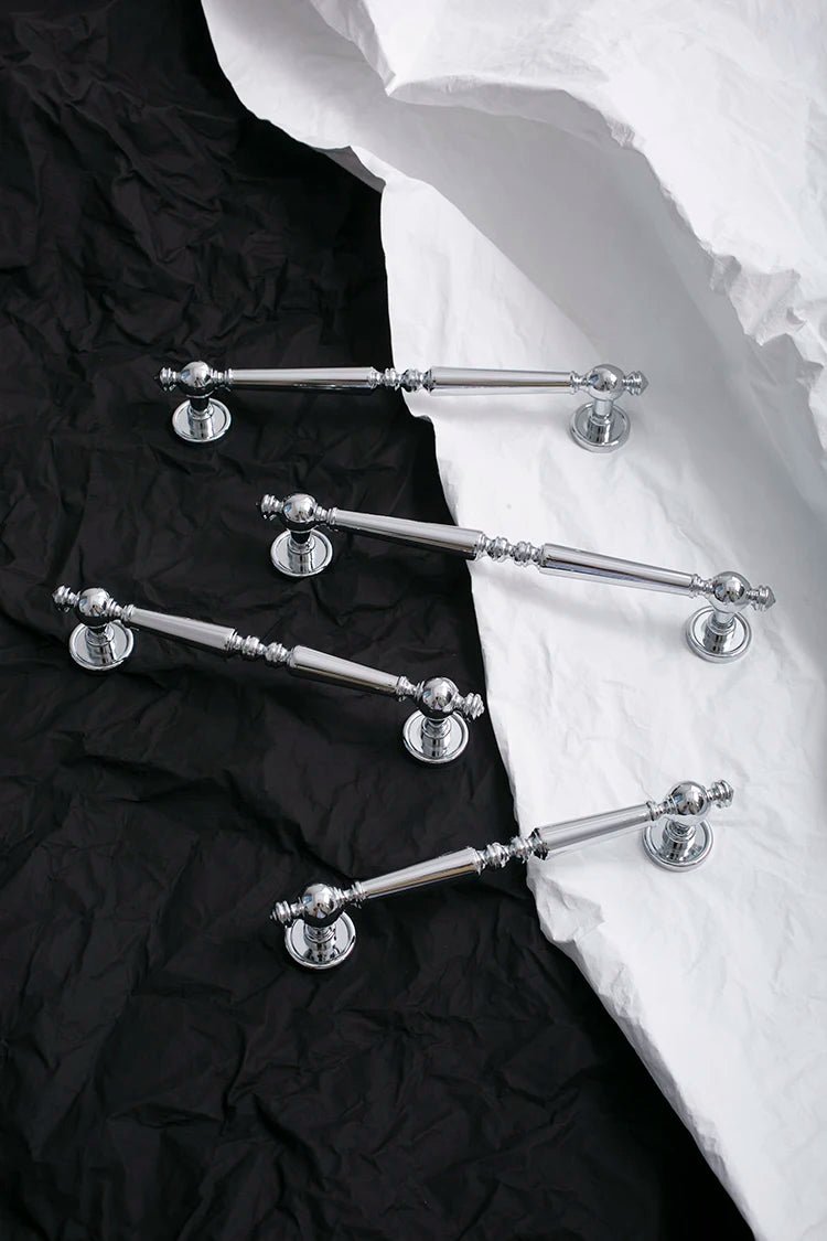 Bright Chrome Cabinet Handle - Silver Brass Pull