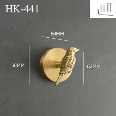 Nordic Brass Wall Hooks for Modern Homes – Dragonfly, Bird, Antler Patterns