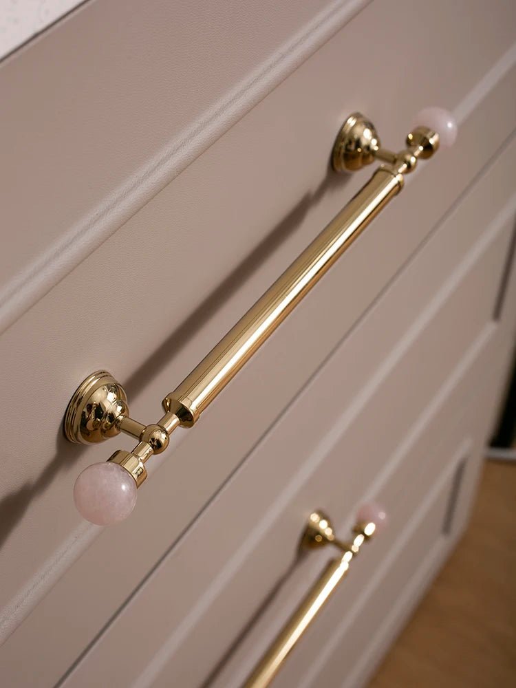 Sleek Pink Crystal Brass Pull Handles – Glam Knobs for Cabinets