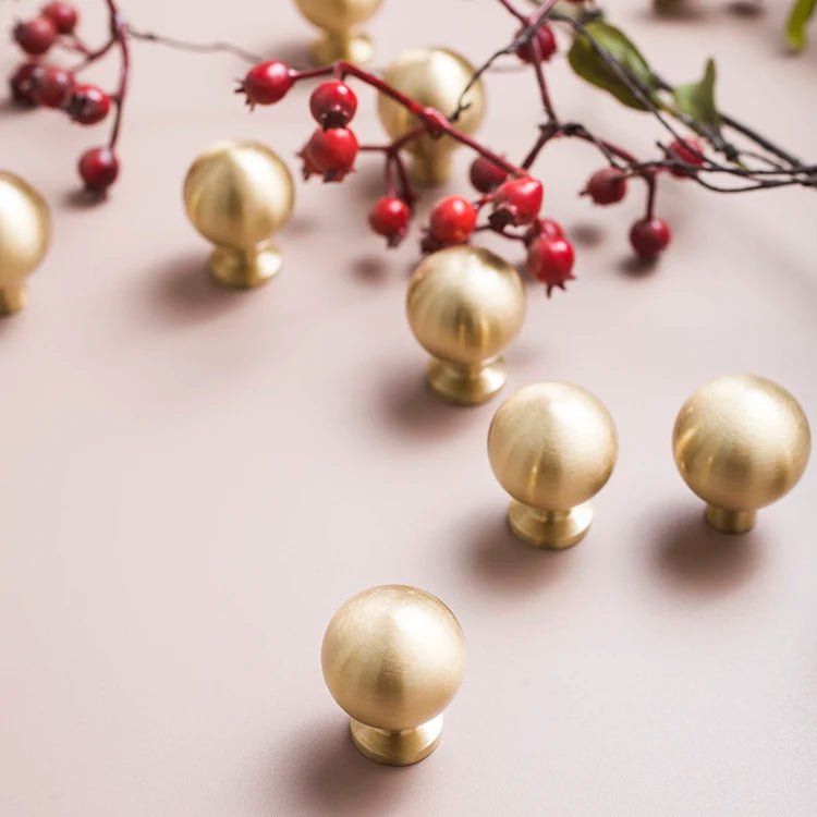 Sleek Gold Round Dresser Pulls in Solid Brass Finish