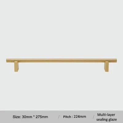 Long Gold T-Bar Pull - 8.8" Brass Handle