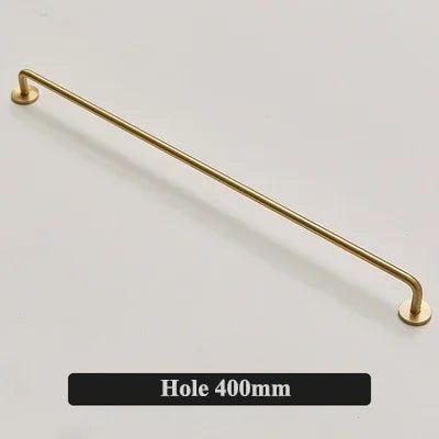 Long gold brass cabinet pull for sleek, modern furniture