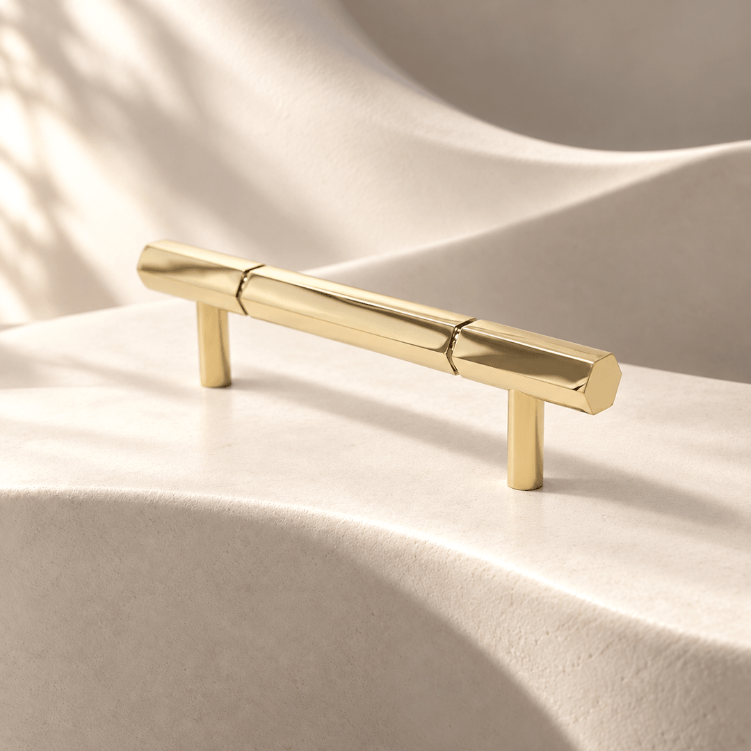 Gold hexagon 96 mm CTC pull on ivory stone