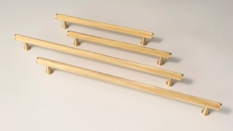 Knurled Gold Cabinet Pull – 14.4" Textured Handle  