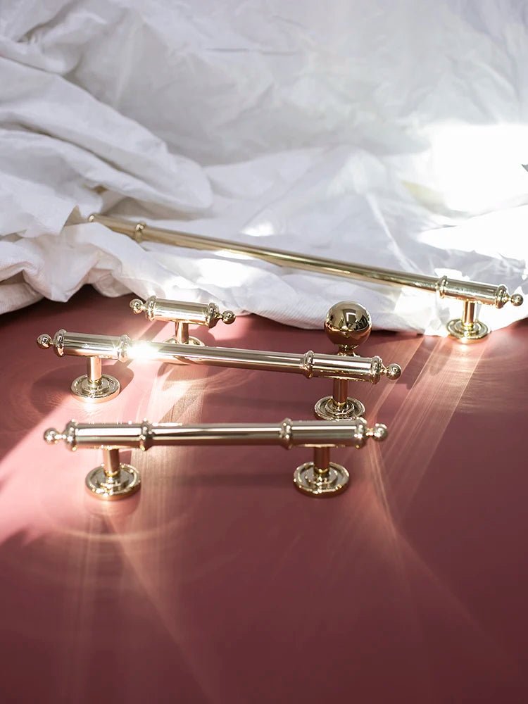 Elegant French Brass Gold T-Bar Pull Handles for Cabinets