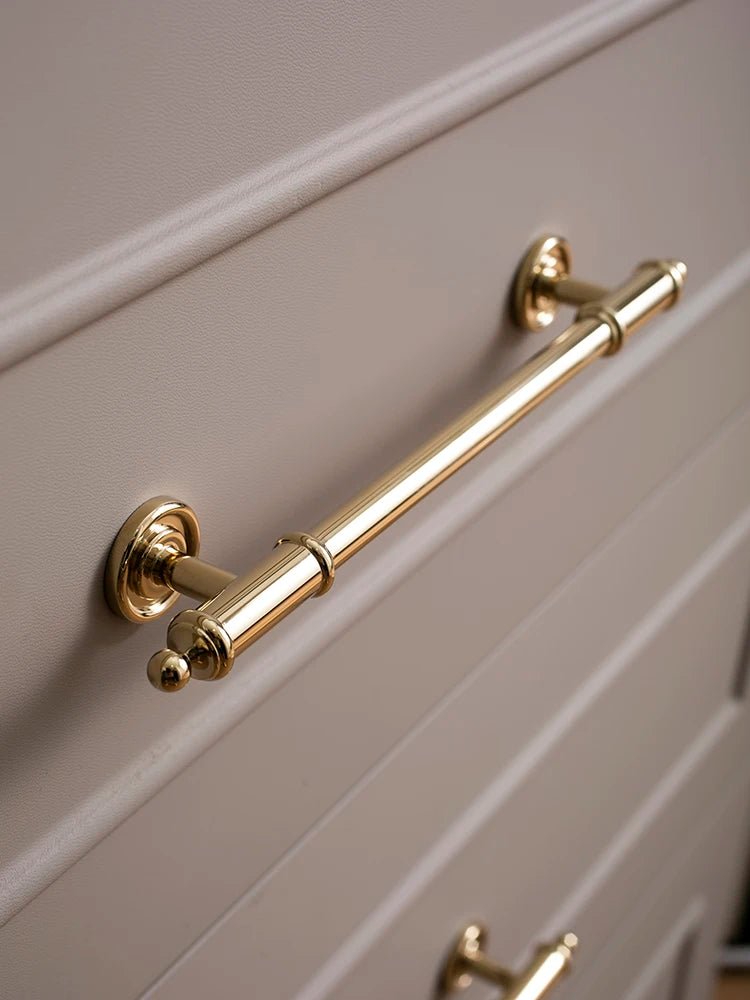 Stylish French Gold T-Bar Brass Handles for Elegant Drawers