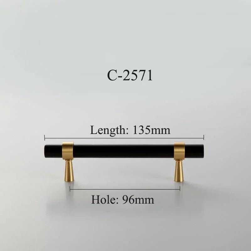 Round Green Marble Knob – Gold Brass Pull  
