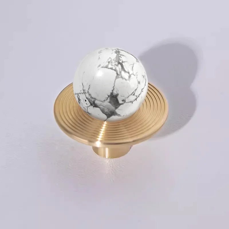 Durable Green Stone Knobs – Brass Base Pulls for Modern Cabinet Design