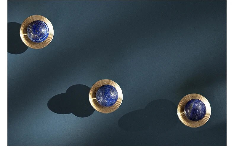 Sleek Green Stone Cabinet Knobs – Brass Base Pulls for Modern Drawers