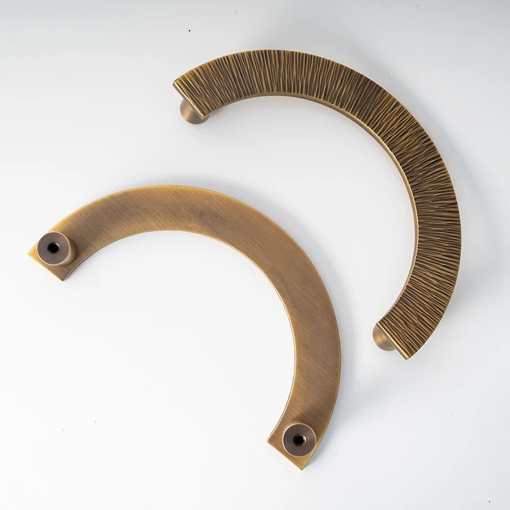 Premium Handmade Hammered Brass Half Moon Pulls for Cabinets