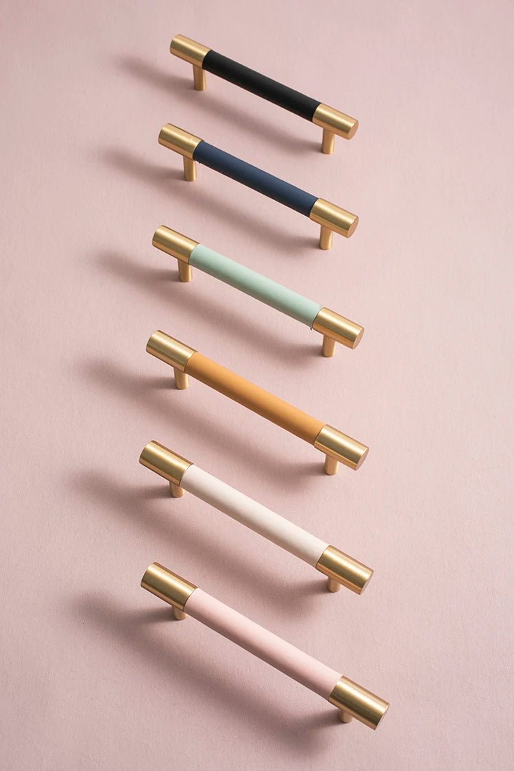 Leather & Brass Handles - Handmade Cabinet Pulls