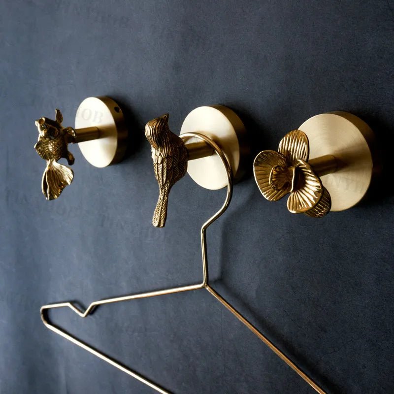 Nordic Brass Wall Hooks – Unique Dragonfly, Bird, Antler Styles