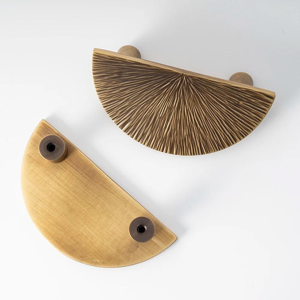 Sleek Half Moon Brass Knobs with Handmade Hammered Design