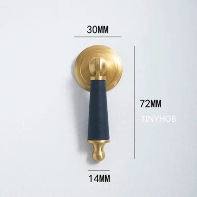 Sleek Leather Handle – Brass Cabinet Pull