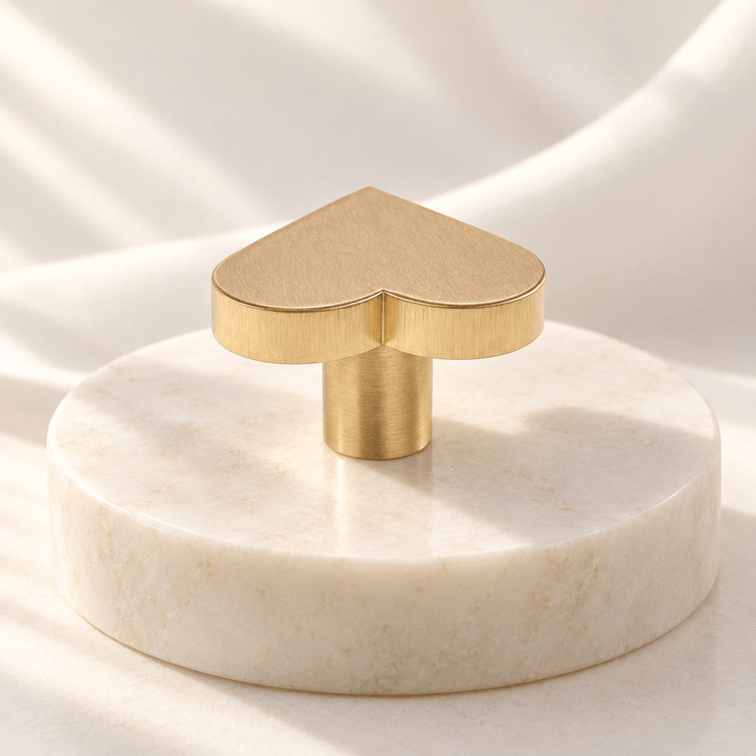 Heart-Shaped Cabinet Knob — Satin Gold, ivory stone studio