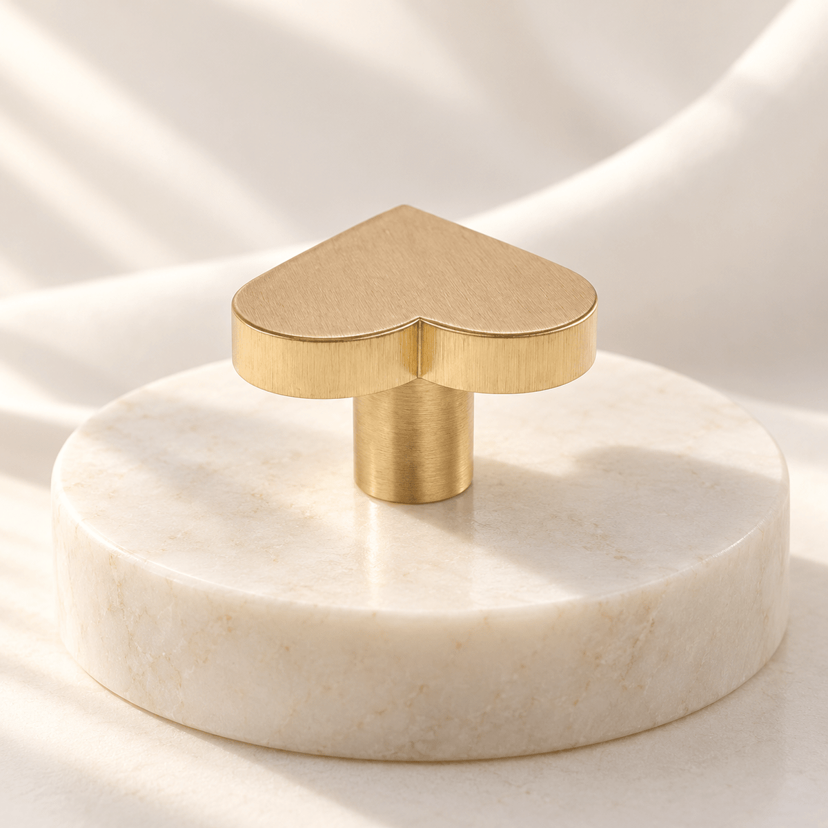 Heart-Shaped Cabinet Knob — Satin Gold, ivory stone studio