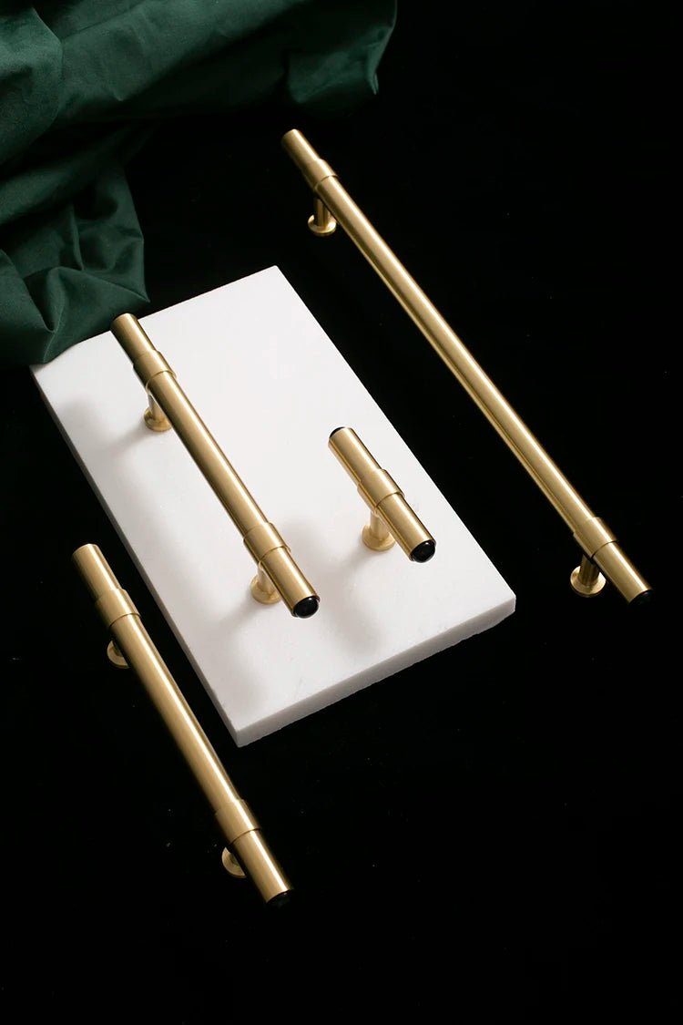 Black Crystal Cabinet Pull – Brass T-Bar Style  
