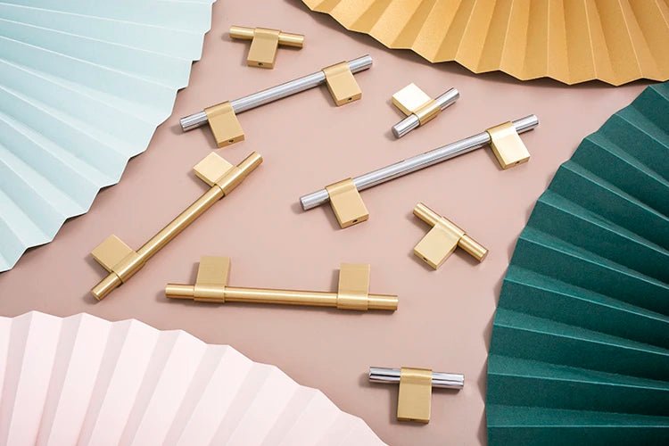 Elegant European Brass Silver T-Bar Pulls for Cabinets
