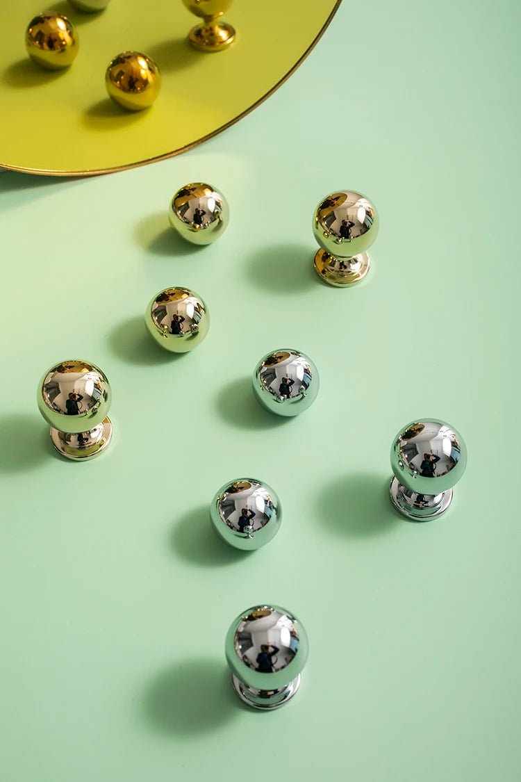 Premium Brass Ball Drawer Knob – Bright Gold Cabinet Pull