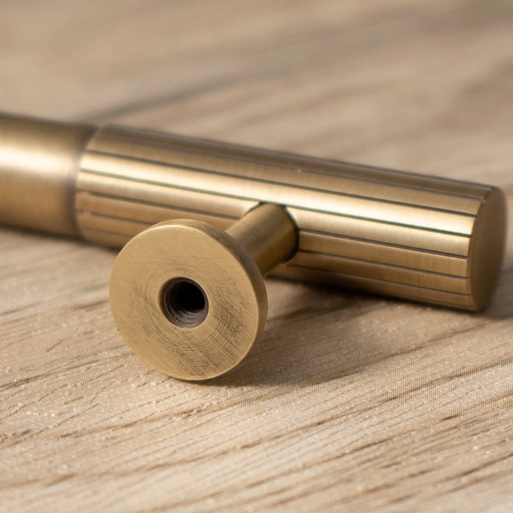 Brass T-Bar Drawer Pull with Antique Bronze Finish