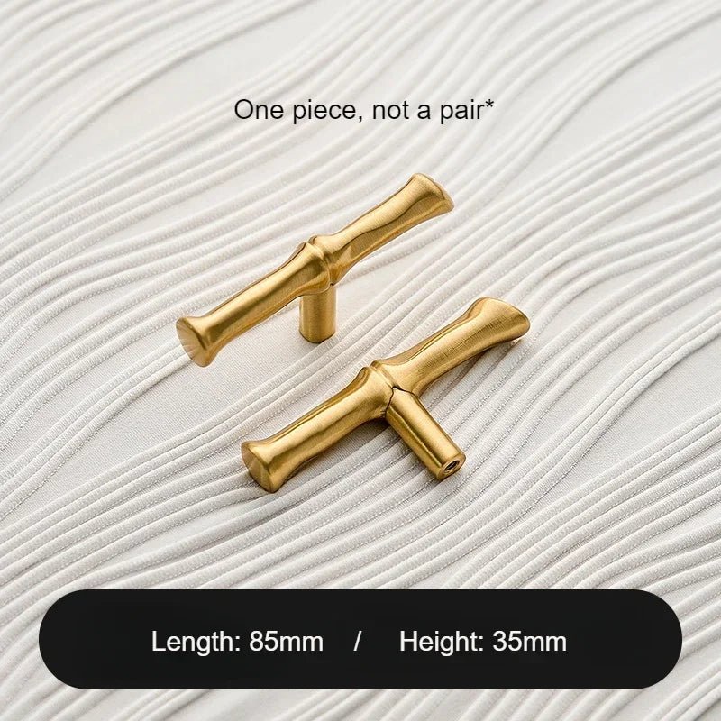 Sleek Bronze Bamboo Brass Handles – 5" T-Bar Pulls for Modern Cabinets