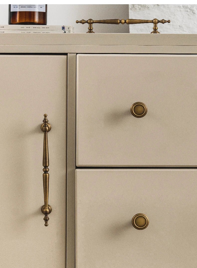Vintage Brass T-Bar Pull with Vertical Lines for Drawers