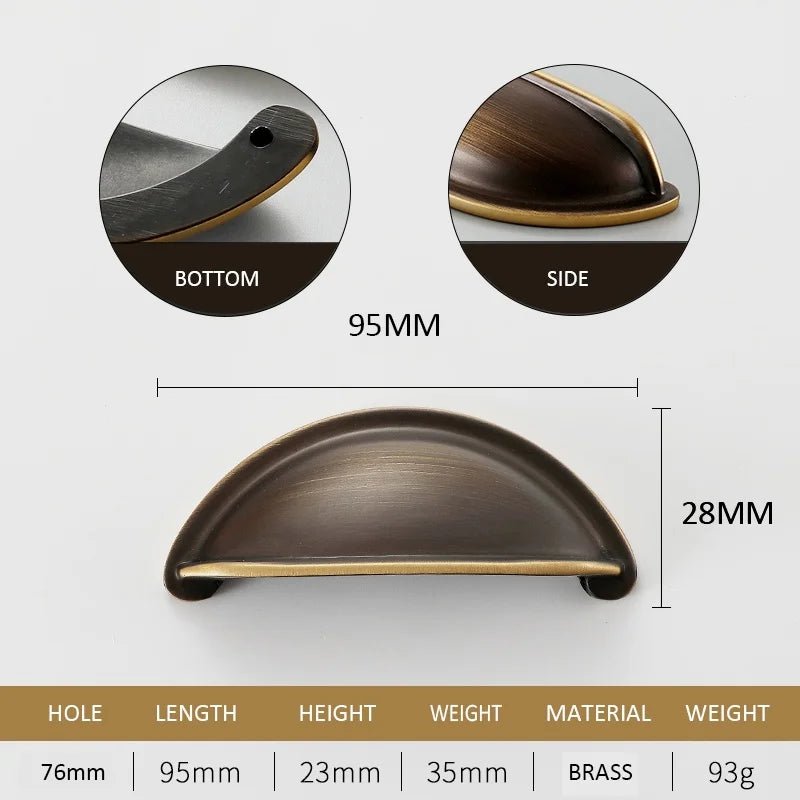 Sleek Bronze Shell Brass Cabinet Pull – Drawer Knob for Furniture