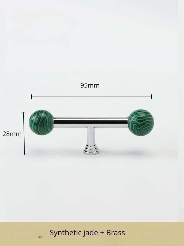 Premium Brown Crystal Brass Double Bead Pull for Cabinet Handles