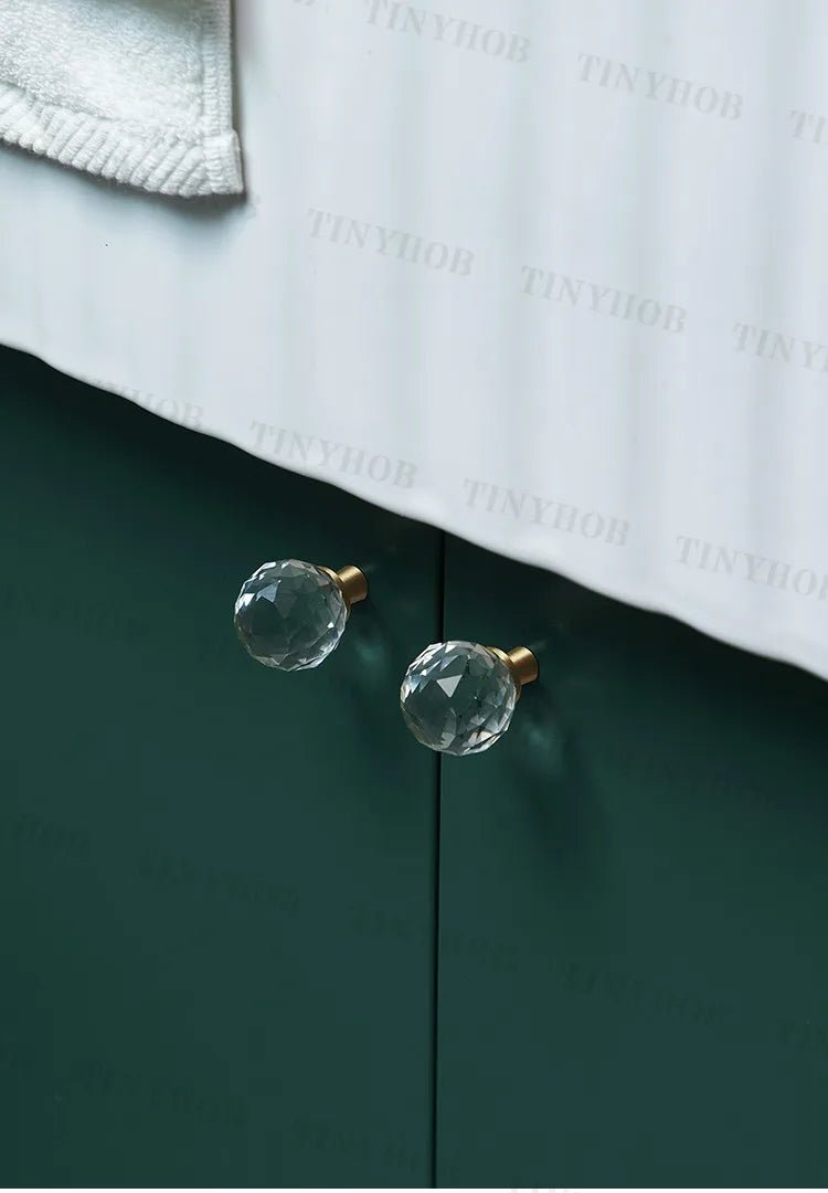 Premium Crystal Ball Knobs – Brass Base Pulls for Modern Drawers