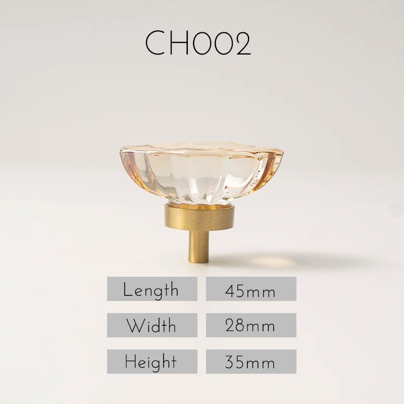Luxury Crystal Faceted Knobs – Brass Base Pull Handles for Modern Cabinets