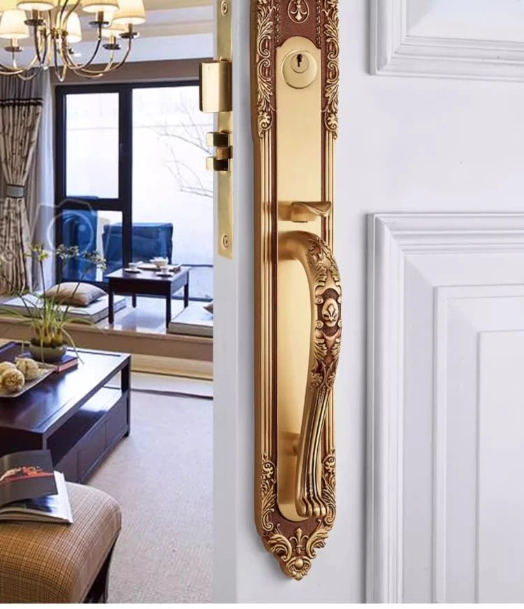Luxury European Brass Lock – Villa Entry Handle Set for Doors