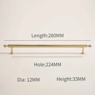 6.3" European Gold Brass Knobs – Pull Handles for Elegant Cabinets