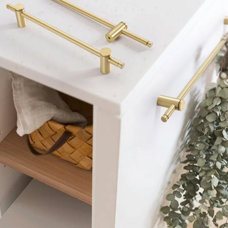 Premium Gold Brass Long Cabinet Pulls for Wardrobe & Kitchen