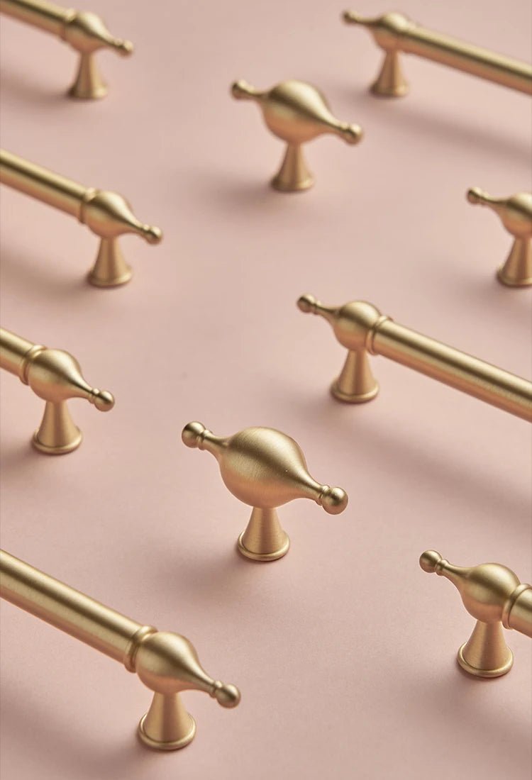 Sleek Gold T-Bar Brass Cabinet Handle with Unique Design