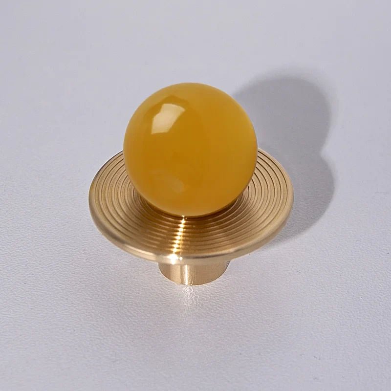 Luxury Green Stone Cabinet Knobs – Brass Base Pulls for Modern Design