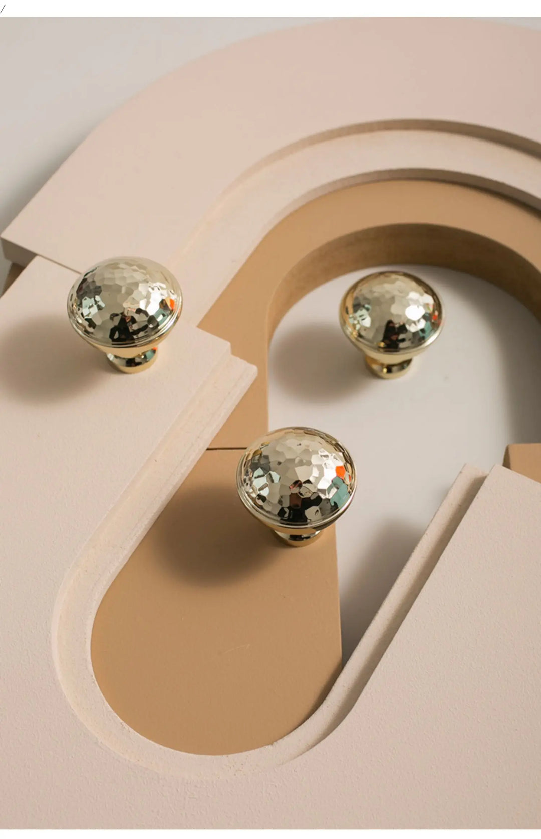 Hammered Brass Cabinet Knobs – Golden Textured Pulls