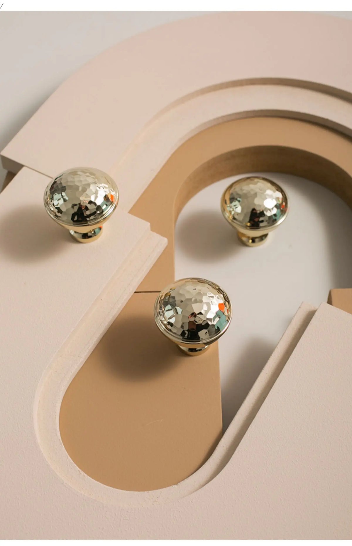 Hammered Brass Cabinet Knobs – Golden Textured Pulls