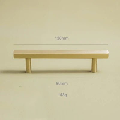 Contemporary Hexagon Brass T-Bar Handles – Gold Pulls for Cabinets
