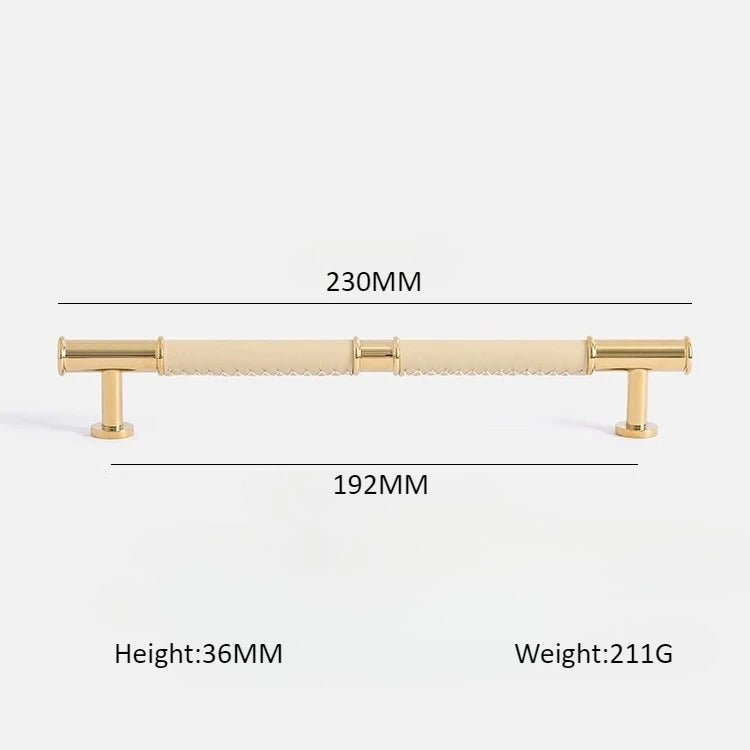 Elegant Leather & Brass Pulls – Modern Drawer Handle for Furniture Design