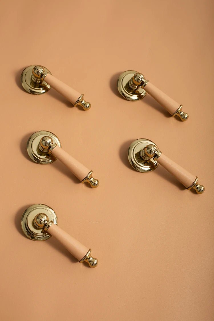 High-Quality Leather & Brass Dresser Pulls for Cabinet Handles