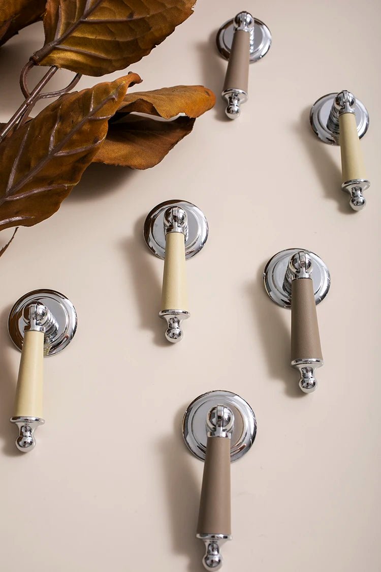 High-Quality Leather & Brass Knobs for Cabinets and Drawers
