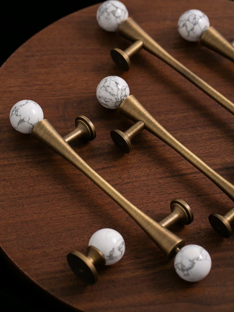 Stylish Marble & Brass Knobs for Vintage Bronze Drawer Pulls