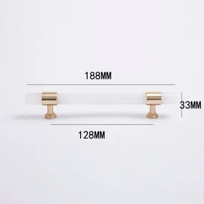 Marble & Brass T-Bar Cabinet Handle – Pink Crystal Drawer Pull for Furniture