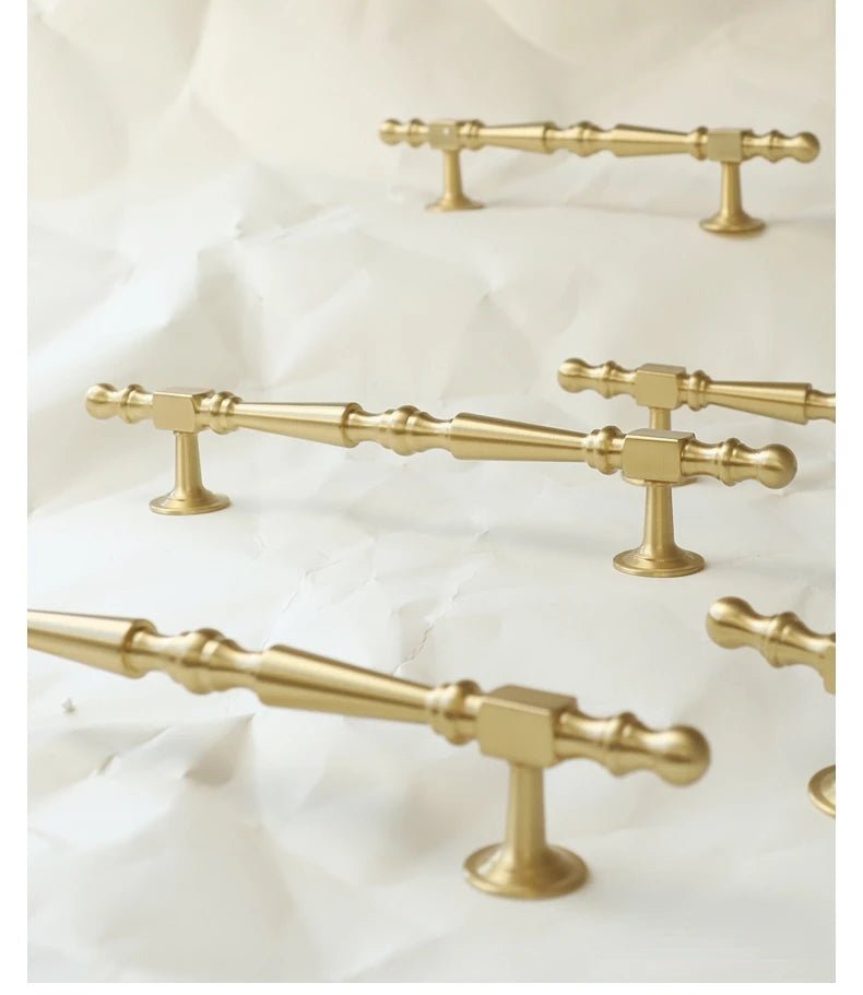 Stylish Solid Gold Knobs for Modern T-Bar Brass Drawer Pulls
