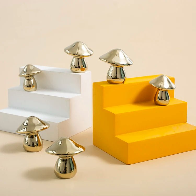 Durable Mushroom Shape Brass Pulls with PVD Gold Finish for Cabinets