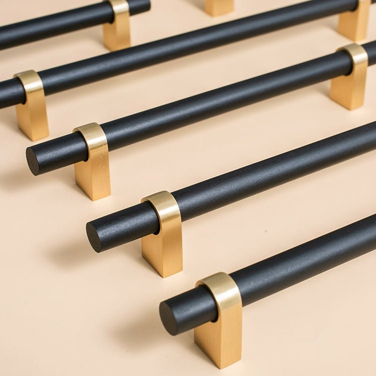Contemporary Pink Wood & Brass Handles – 5" Pulls for Cabinets