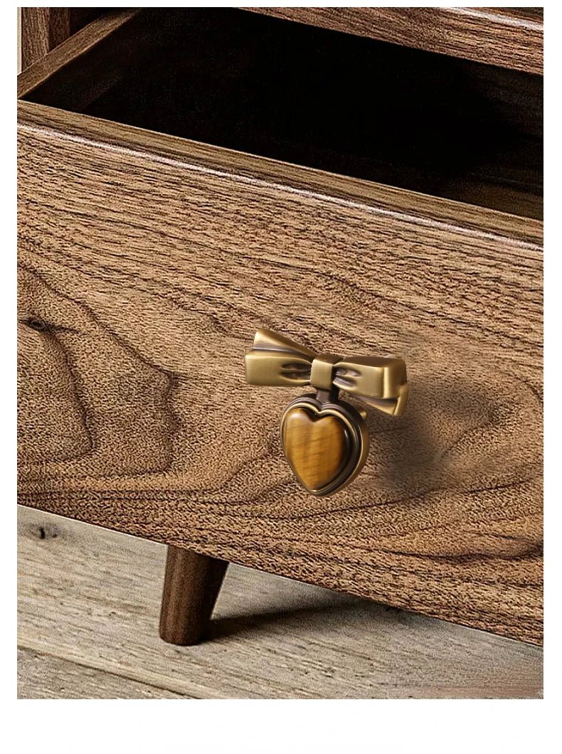 Vintage Bow Shape Dresser Knobs – Retro Bronze Love Handles for Cabinets